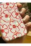 iPhone 13/14 Compatible Red Floral Pattern Glossy Silicone Phone Case - 2