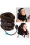 Neckline Pillow 3-Layer Inflatable Cervical Support (Brown)