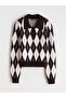 Polo Neck Diamond Patterned Women's Knitwear Sweater - 5