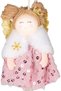 Christmas Ornament, Fairy Figure, Gold-Pink - Hanging, with Dangling Legs, Sequined Dress, Fur Collar, Snow t - 2