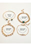 Set of 4 - Gold Tone Bracelets with Green Accent - 3