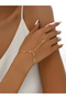 Gold Tone Hand Chain Ring Bracelet - 2