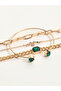 Set of 4 - Gold Tone Bracelets with Green Accent - 5