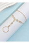 Gold Tone Hand Chain Ring Bracelet - 4