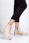 165-225 Beige Leather Lace-Up Zippered Casual Women's Boots - 3