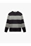 Long Sleeve Crew Neck Striped Sweater - 3