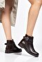 165-204/1 Brown Crocodile Buckle Accessory Zippered Daily Women's Boots - 2