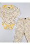 2-Piece Floral Patterned 100% Cotton Flexible Ribbed Knit Baby Girl Set - 2
