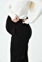 Maternity Stretchy Abdominal Band Adjustable Waist Thermal Wide Leg Sweatpants Black - 7