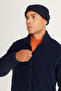 Navy Blue Anti-Pilling Non-Pilling Standard Fit Stand Collar Sweatshirt Fleece Jacket - 2