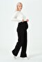 Maternity Stretchy Abdominal Band Adjustable Waist Thermal Wide Leg Sweatpants Black - 2