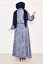 Croplu Double Hijab Dress Set Navy Blue - 5