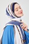 Navy Blue Chain Pattern Violet Medina Silk Shawl - 3