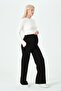 Maternity Stretchy Abdominal Band Adjustable Waist Thermal Wide Leg Sweatpants Black - 3
