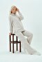 Maternity Adjustable Waist Elastic Band Wide Leg Collar Zippered Thessaloniki Suit Cream