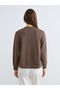 Lcwaikiki Basicbrown Crew Neck Oversized Women's Sweatshirt - 4