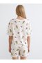 Two Mt Shop Quality Lcw Young Pink Combed Cotton Patterned Short Sleeve Women's Shorts Pajama Set - 4
