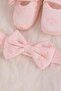 Pink Ruffled Ribbon Baby Girl Booties Bandana Set - 5