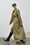 Green Belted Long Verde Trench Coat - 7