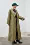 Green Belted Long Verde Trench Coat - 8