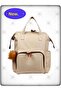 Luxury Mother Baby Bag with Pompom Keychain, Leather Detail, Thermal Compartment and Hanging Bracket