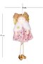 Christmas Ornament, Fairy Figure, Gold-Pink - Hanging, with Dangling Legs, Sequined Dress, Fur Collar, Snow t - 3