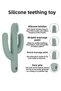 5-Piece Silicone Teether Set - Animal and Cactus Shaped Teether Set with Vacuum Bowl Gift Green - 7