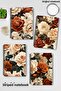 Beige Roses No:2 Design Wire Spiral A5 Lined 4-Piece Souvenir, Memory, School Notebook Set