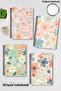 Pastel Color Flowers Design Wire Spiral A5 Lined 4-Piece Souvenir, Memory, School Notebook Set