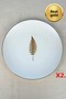 Tabak Evi Porcelain Natura Fern Gold Gilded Serving Plate 24.50cm 2 Pcs