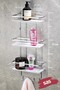 3-Tier Adhesive Bathroom Shower Shelf with Hooks – Adjustable Crystal Shelf (Stick-On/Screw-On) Chrome-White - 3