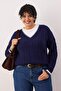 Lacivert Saç Örgülü Kolej Temalı Saç Örgü Triko Kazak TBBAW26AN00053