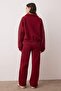 Bordo Relaxed/Rahat Kalıp Wideleg/Geniş Paça Örme Eşofman Takımı TWOAW26EM00017 - 4