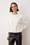 Ekru Taş Akseusar Detaylı Bisiklet Yaka Regular Crop Örme Sweatshirt TWOAW26SW00090