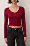 Anthracite-Burgundy 2-Pack Super Crop Fitted/Premium Soft Knitted Blouse Twoaw25Bz00306 - 3