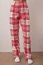 Kırmızı-Beyaz Pamuklu Slogan ve Ekose Baskılı Örme Pijama Takımı THMAW25PT00223 - 3