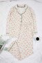 Mint %100 Pamuklu Çiçekli Biyeli Örme Pijama Takımı TBBAW26AI00007 - 3
