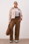 Kahverengi Yüksek Bel Geniş Paça Büyük Beden Wide Leg Jeans TBBAW23CJ00020