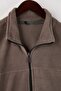 Dark Beige Regular/Normal Cut Zippered Fleece Sweatshirt Tmnaw26Sw00063 - 7