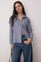 Lacivert Çizgili Oversize/Geniş Kalıp Gömlek TWOAW26GO00126