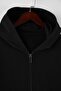 Siyah Regular/Normal Kesim Fermuarlı Kapüşonlu Dokulu Sweatshirt TMNAW26SW00067 - 6