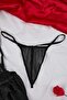 Siyah Tül Kurdele/Fiyonk ve Dantel Detaylı Kapsız Külotlu Babydoll/Fantezi Gecelik THMAW26LL00007 - 8