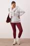 Bordo Soft Fırçalı Kumaş Reflektör Baskı Detaylı Tam Boy Örme Spor Tayt TBBAW26BV00007