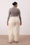 Ekru Pamuklu Gabardin Kemerli Wide Leg/Geniş Paça Pantolon TBBAW26AR00025 - 6