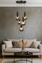 Snowman 5-Piece Ceiling Mounted Pendant Lamp Chandelier Black Smoked Globe Living Room Chandelier Kitchen Glass Chandelier ✨   Modern Chandelier Models Lighting Ceiling Lighting Living Room Chandelier Metal Body - 3
