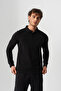 Men's Black Borz Embroidery Detailed Durable Flexible Fabric Slim-Fit Polo Collar T-Shirt - 6