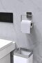 Adhesive Silver WC Paper Holder and Roll Towel Holder Bathroom Kitchen Set of 2 - 3