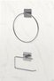 Adhesive Silver WC Paper Holder and Circle Towel Holder Bathroom Kitchen Set of 2