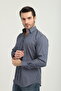 Regularfit Navy Blue Striped Men's Shirt Stretch Fabric Stretch Fabric Collar with Button at the Bottom Ar0720711-07 - 3