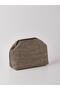 Heybes Women's Black Piped Striped Jute Straw Clutch Handbag - 4